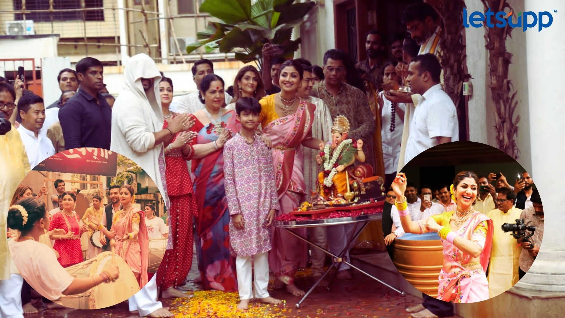 Shilpa Shettyच्या घरच्या बाप्पाचं विसर्जन; ढोल-ताशाच्या तालावर बेभान नाचत दिला निरोप Shilpa Shetty Ganpati Visarjan