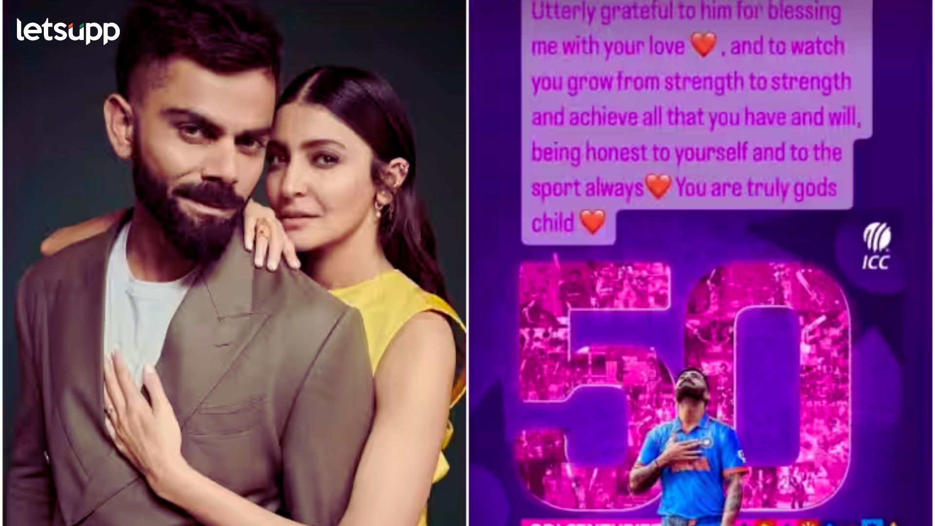 विराट कोहलीच्या 50व्या शतकानंतर अनुष्काची खास पोस्ट; म्हणाली, “देव सर्वोत्कृष्ट...”