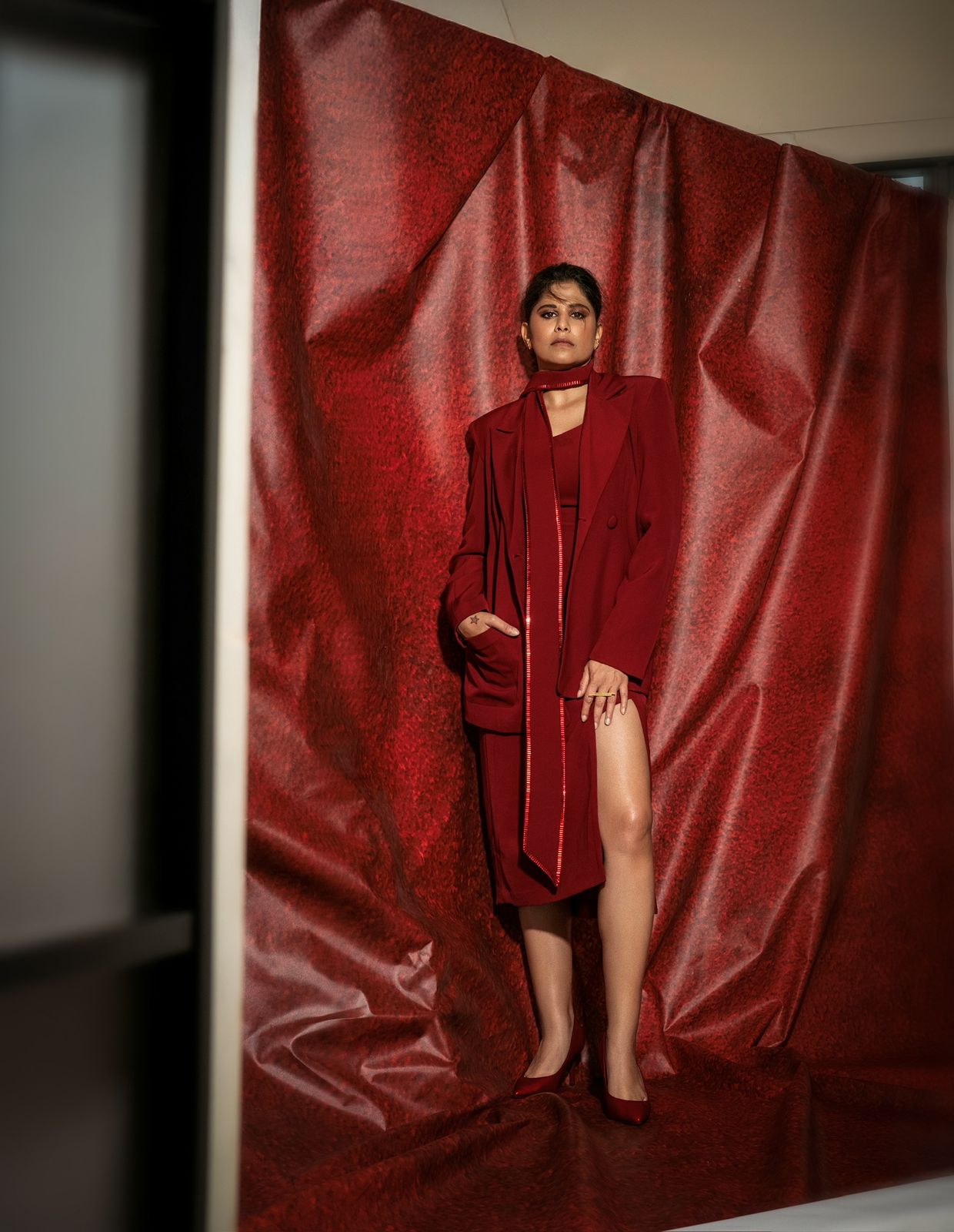 Sai Tamhankar's glamorous red look
