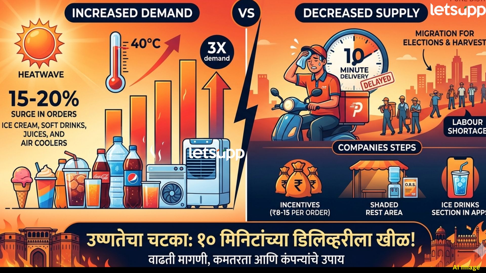 10 मिनिटांत डिलिव्हरी देणाऱ्या कंपन्यांना उन्हाचा 'शॉक'; वाढत्या पाऱ्यामुळे डिलिव्हरी मॉडेल कोलमडलं!