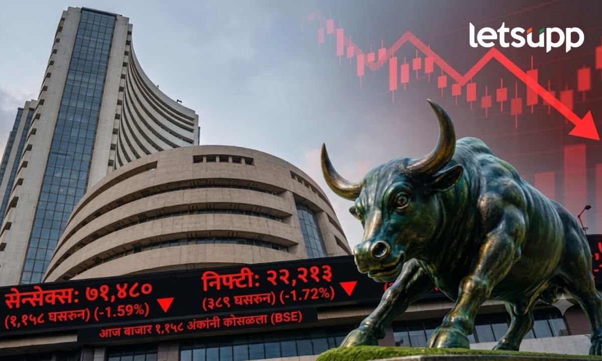 शेअर बाजारात मोठी घसरण; सेन्सेक्स 1,158 अंकांनी कोसळला, गुंतवणूकदारांचे 8 लाख कोटींचे नुकसान Indian Stock Market Crash