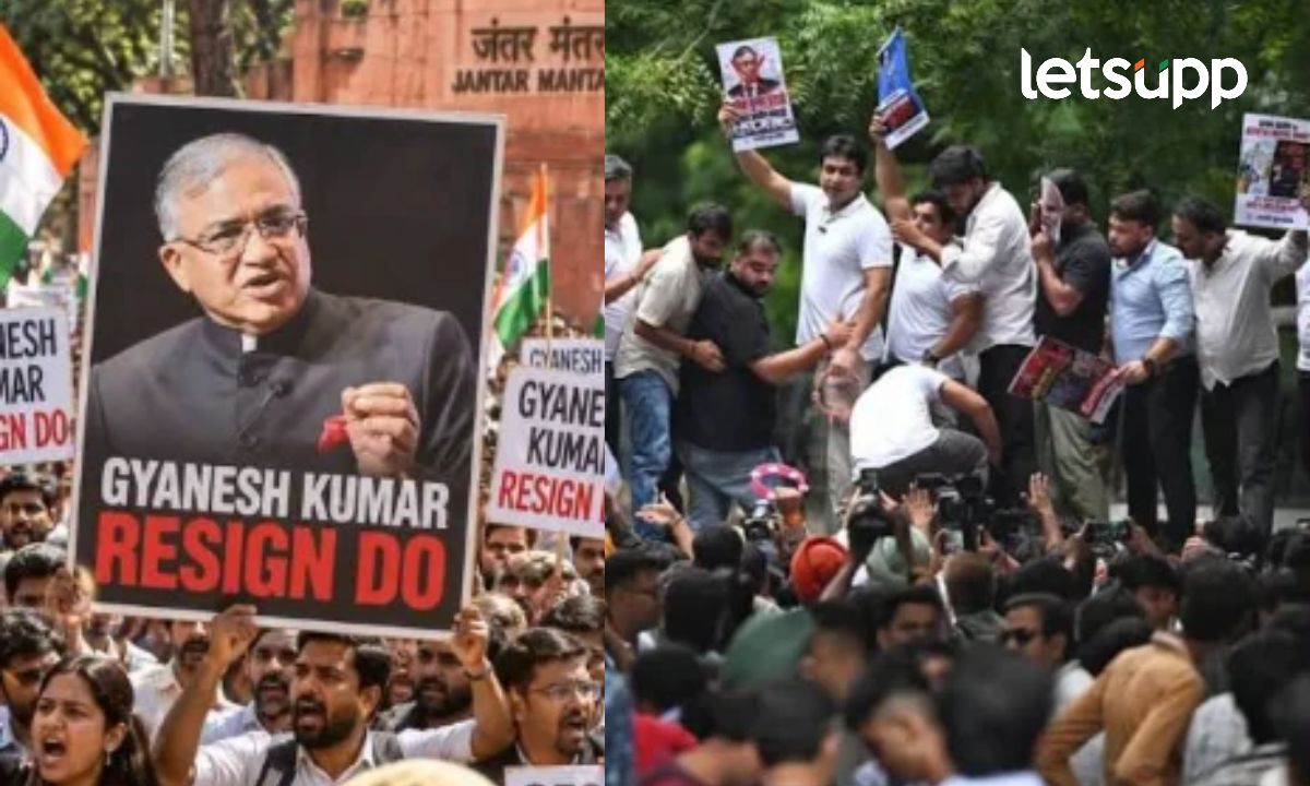 Delhi Students Protest Agaist ECI CEC Gyanesh Kumar