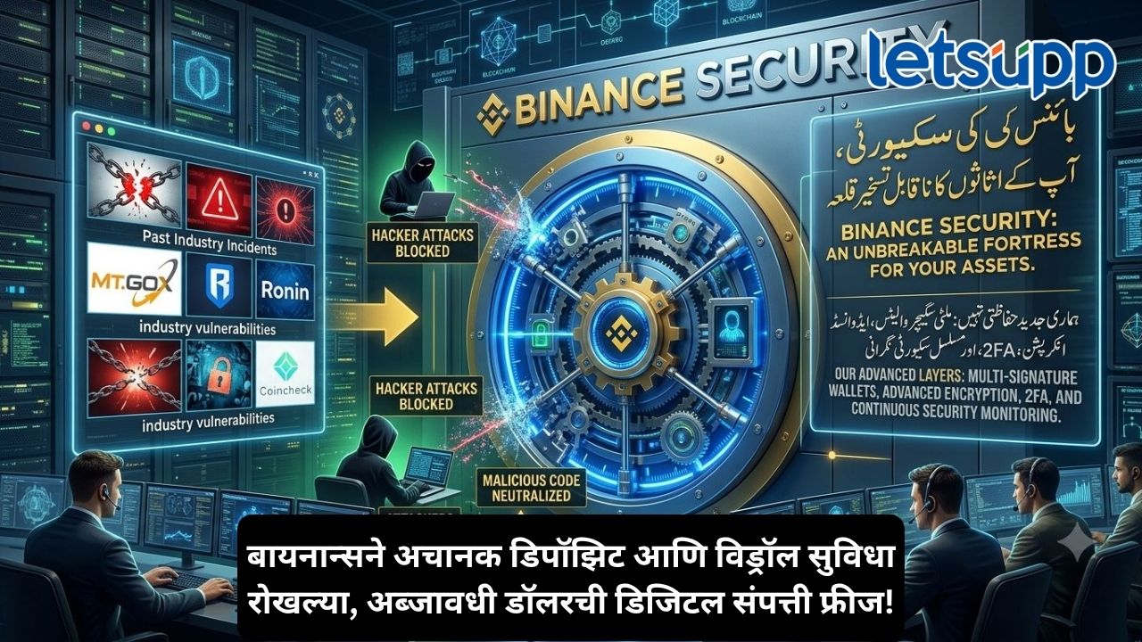 बायनान्सवर सायबर हल्ल्याची शक्यता! 2.54 अब्ज डॉलरची क्रिप्टो संपत्ती फ्रीज, प्रमुख क्रिप्टोकरन्सीमध्ये मोठी घसरण Untitled Design 2026 10 30T122511.021